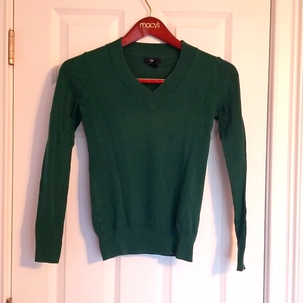 Gap V Neck Sweater, Size XS, Dark Green